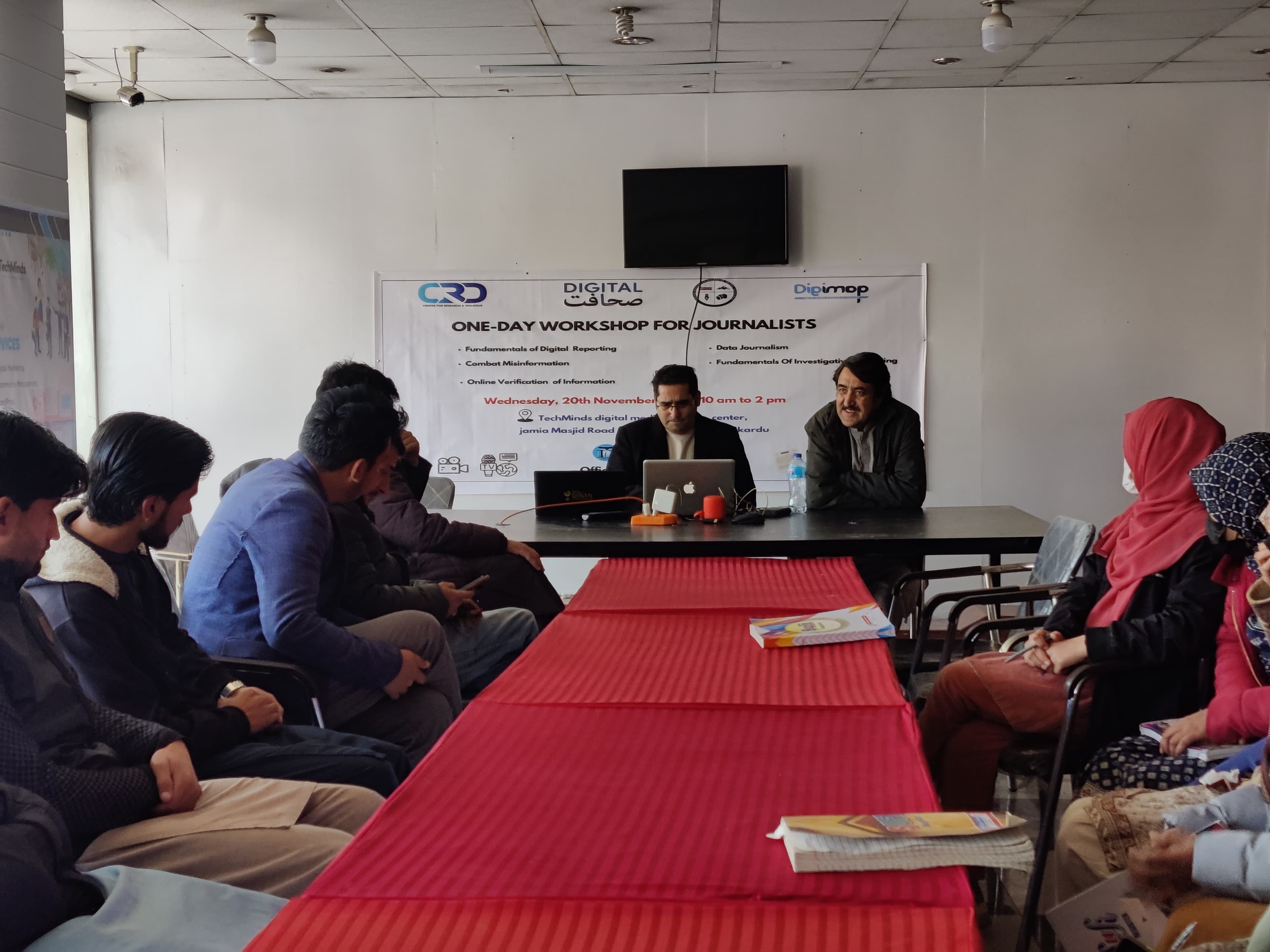 A one-day training workshop for journalists was organized in collaboration with the Center for Research and Dialogue, Digital Journalism, Digital Media Alliance of Pakistan, Gilgit-Baltistan Digital Alliance, Tech Minds, and Deosai Times.